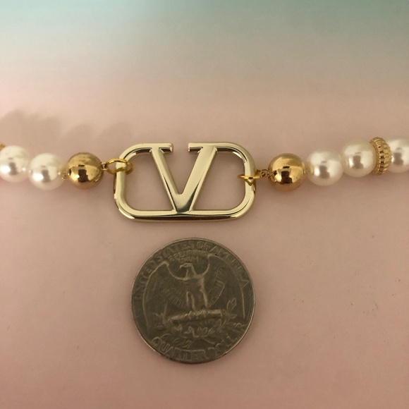 Valentino Logo Charm Choker Necklace - Picture 3 of 6